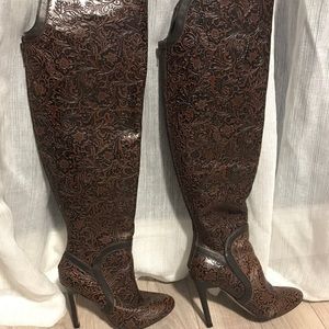 Brown Leather Knee High Boots